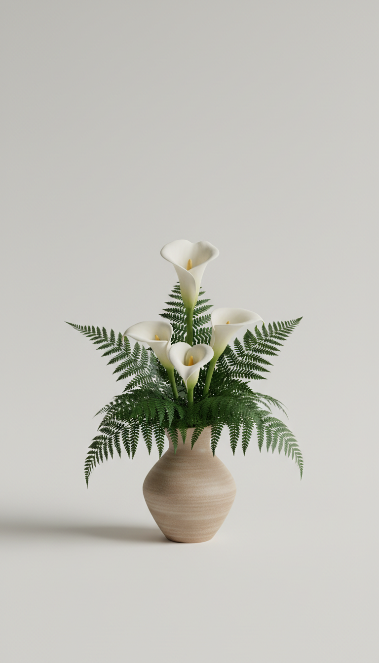 Deep Fern and Calla Lily Composition
